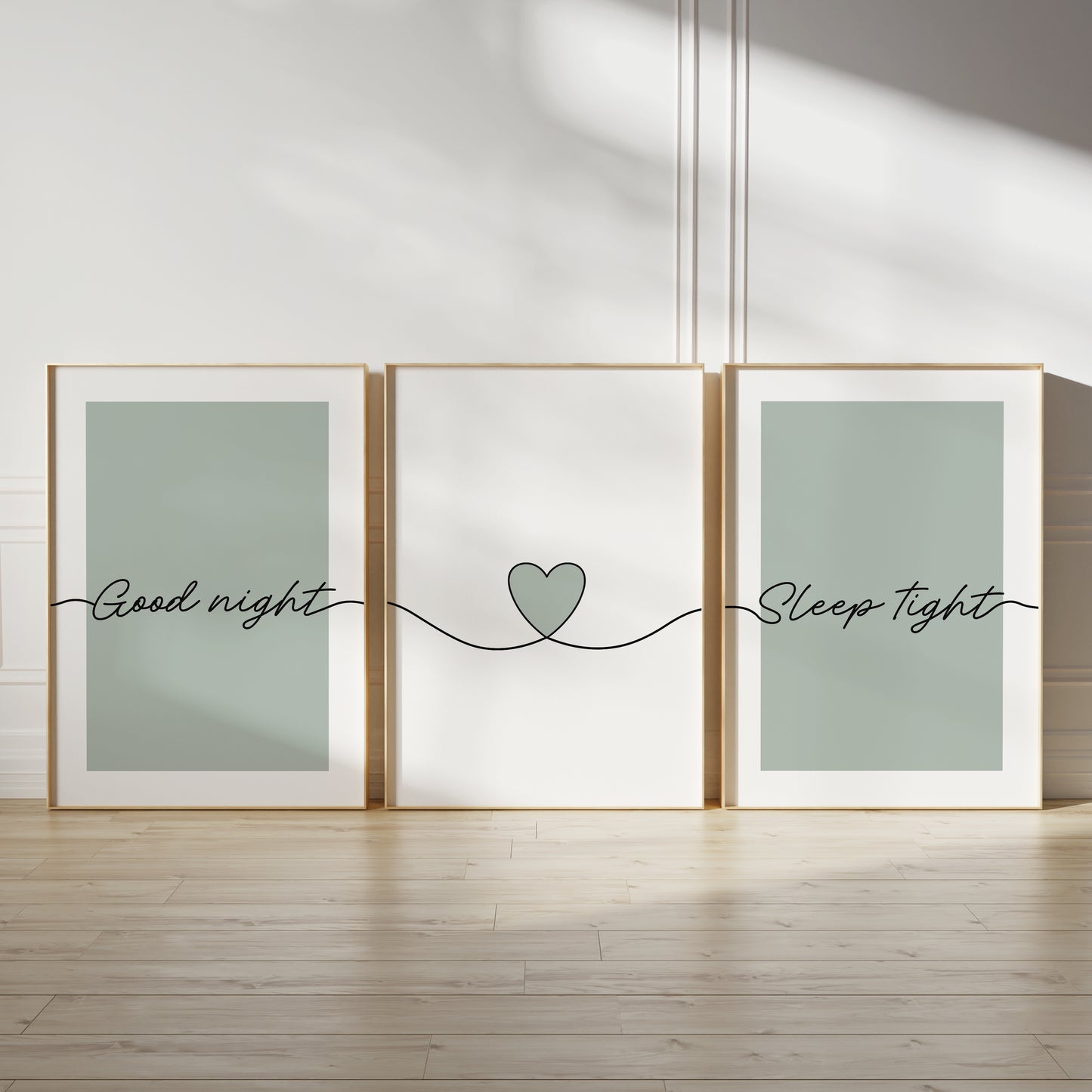 green minimalist bedroom prints