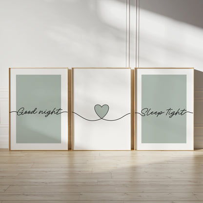 green minimalist bedroom prints