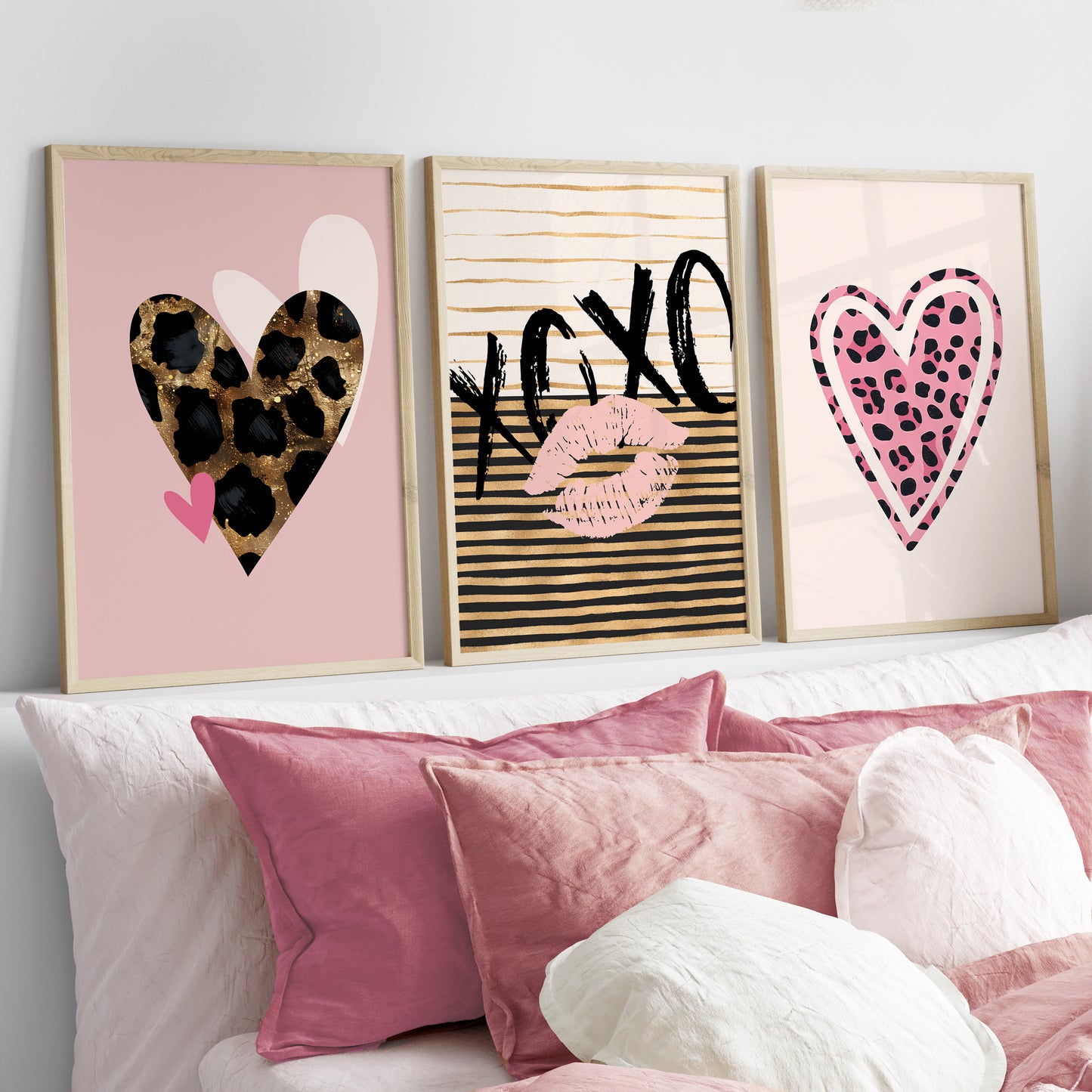 Girls Leopard Print Wall Art Set