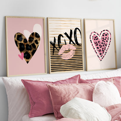 Girls Leopard Print Wall Art Set