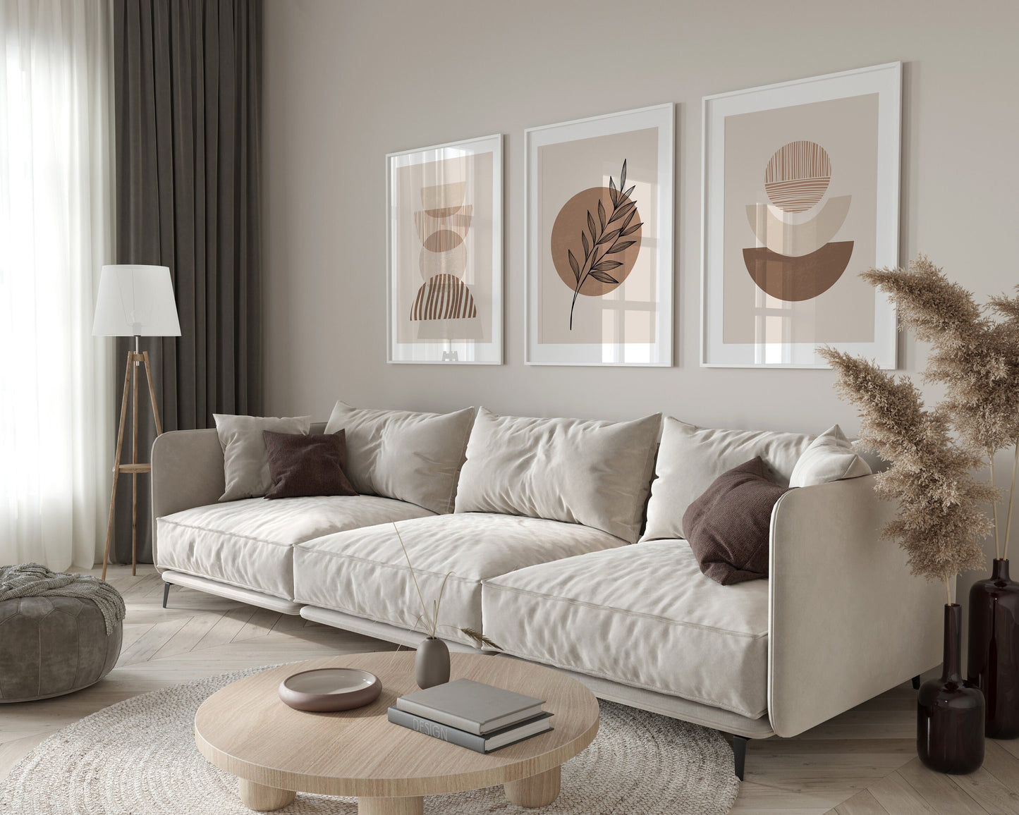 Set of 3 Neutral Boho Wall Art Prints