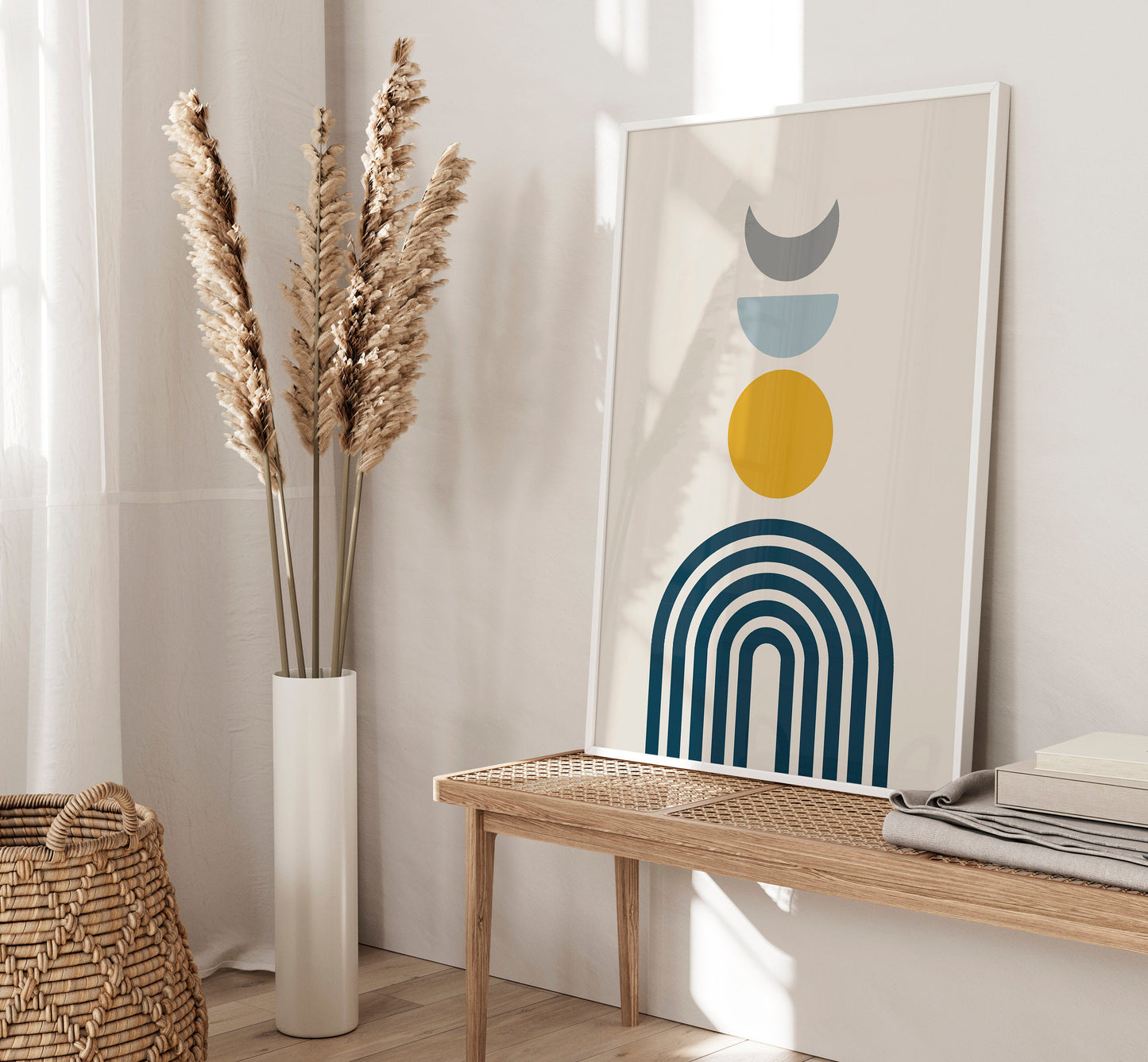 Set of 3 Blue & Mustard Boho Wall Prints