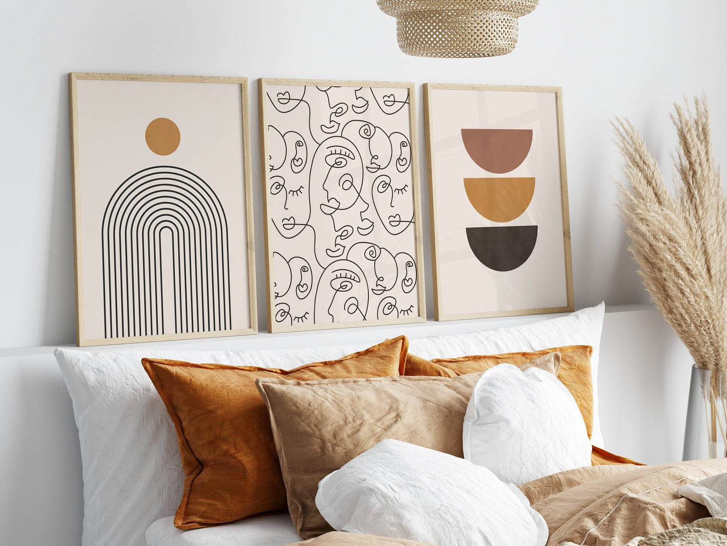 Set of 3 Abstract Boho Wall Art Prints