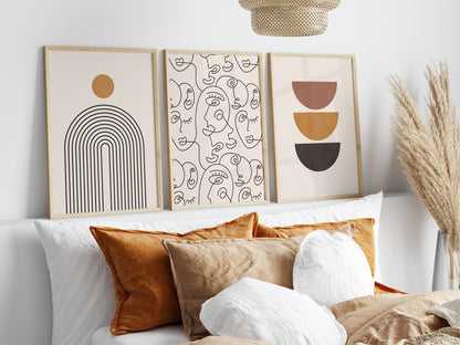 Set of 3 Abstract Boho Wall Art Prints