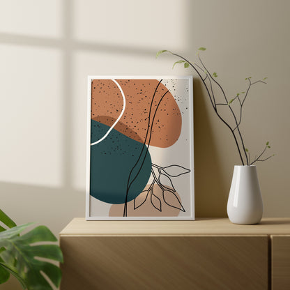 Set of 3 Burnt Orange & Blue Boho Abstract Prints