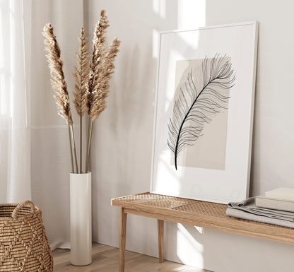 Set of 3 Neutral Feather Wall Prints