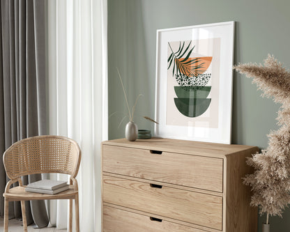 Set of 3 Green & Orange Boho Wall Art Prints