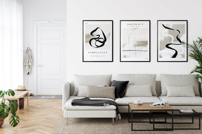 Set of 3 Neutral Abstract Wall Art Prints