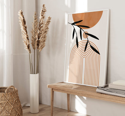 Set of 3 watercolour Orange Boho Wall Prints