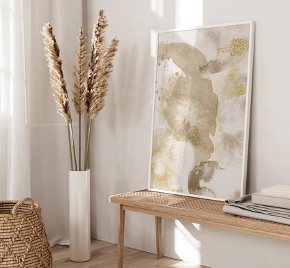 Set of 3 Beige & Gold Abstract Wall Prints