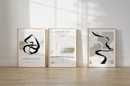 Set of 3 Neutral Abstract Wall Art Prints