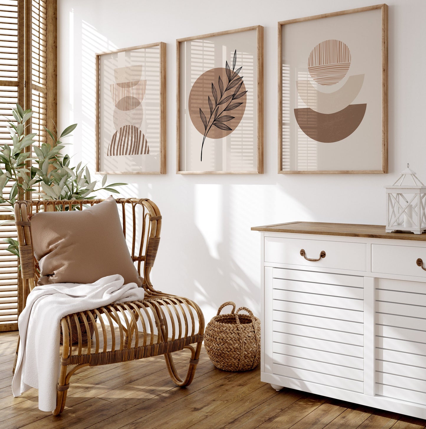 Set of 3 Neutral Boho Wall Art Prints