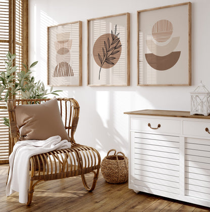 Set of 3 Neutral Boho Wall Art Prints