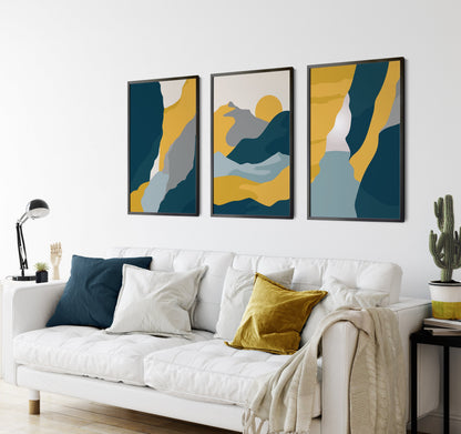 Set of 3 Boho Landscape Abstract Wall Art Prints