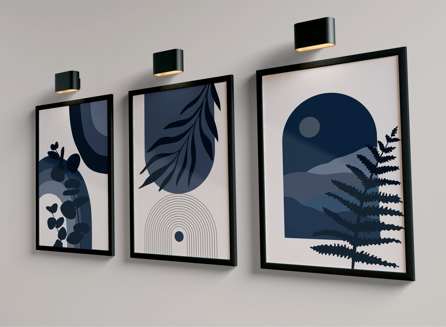 Set of 3 Blue Boho Wall Art Prints