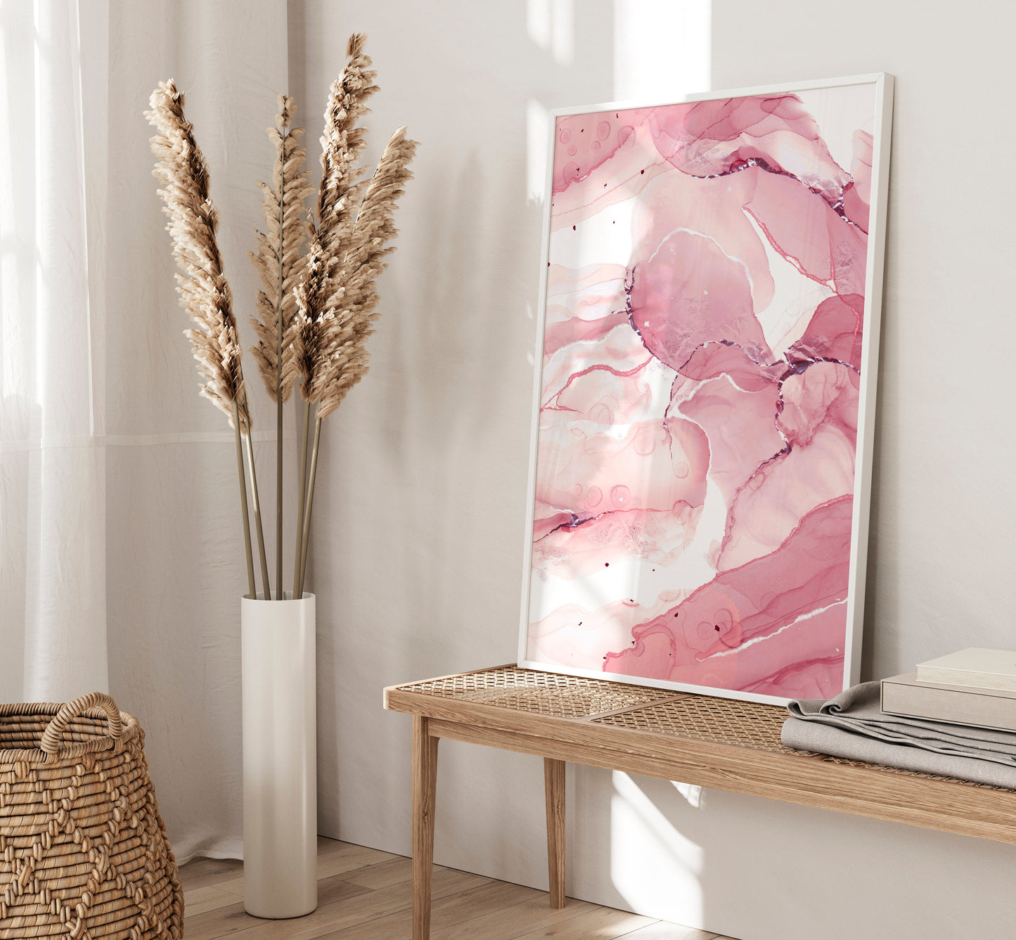 Set of 3 Pink Marble Wall Art Prints