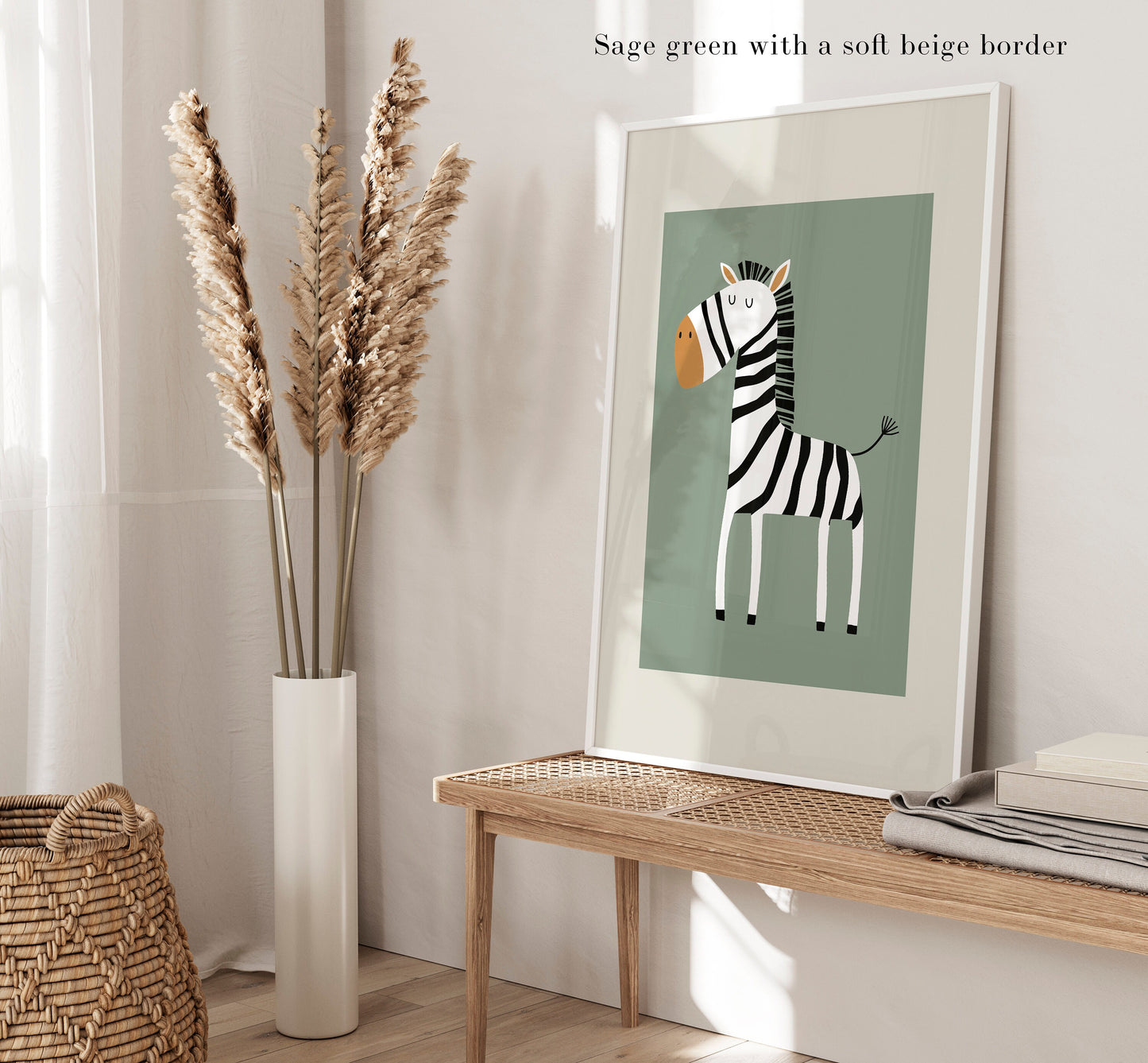 Set of 3 sage green safari animal Nursery Wall Art Prints