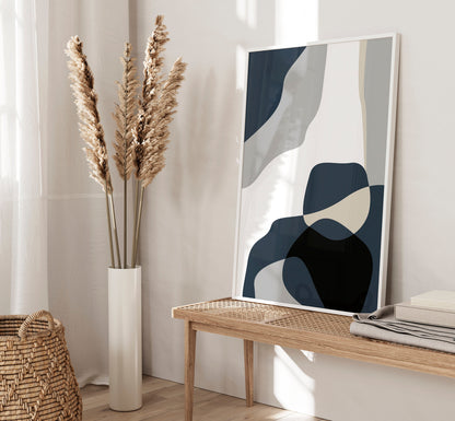 Set of 3 Blue & Grey Abstract Art Prints