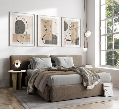 Set of 3 Taupe, Grey & Beige Wall Prints