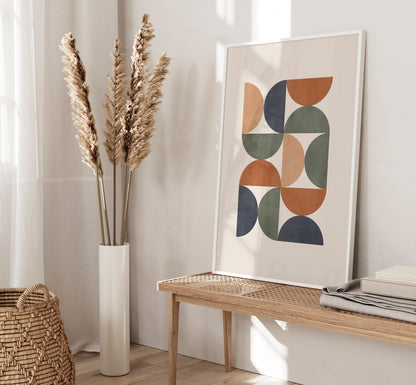 Set of 3 Terracotta & Blue Boho Wall Art Prints