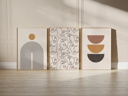 Set of 3 Abstract Boho Wall Art Prints