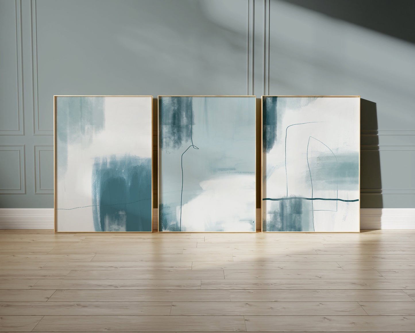 Set of 3 Blue Abstract Art Prints