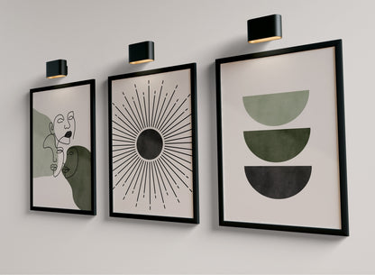 Set of 3 Green Mid Century Wall Art Prints