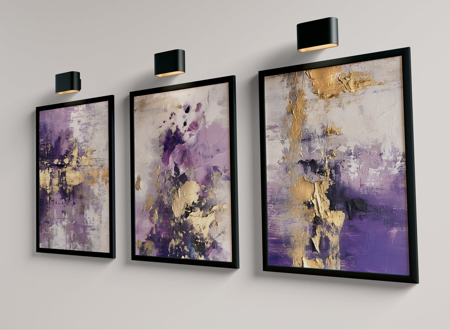 Set of 3 Purple Abstract Prints