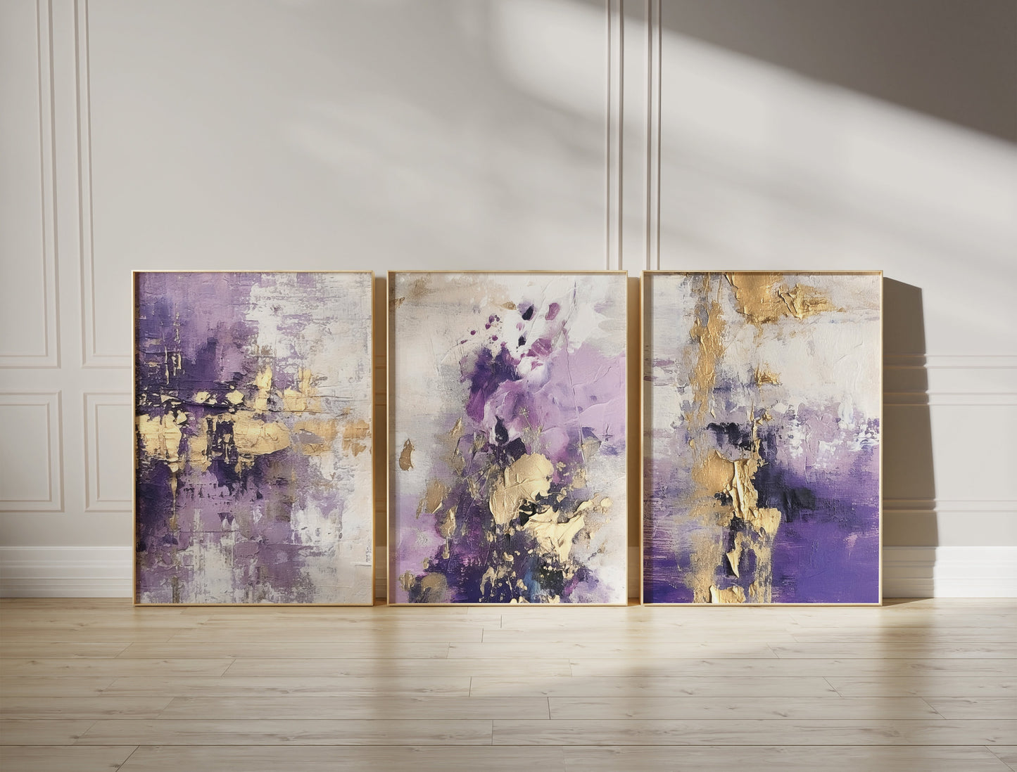 Set of 3 Purple Abstract Prints