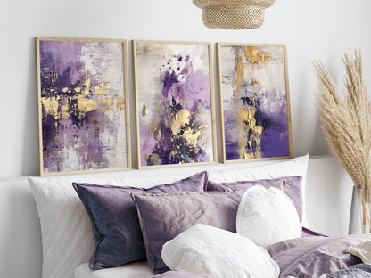 Set of 3 Purple Abstract Prints