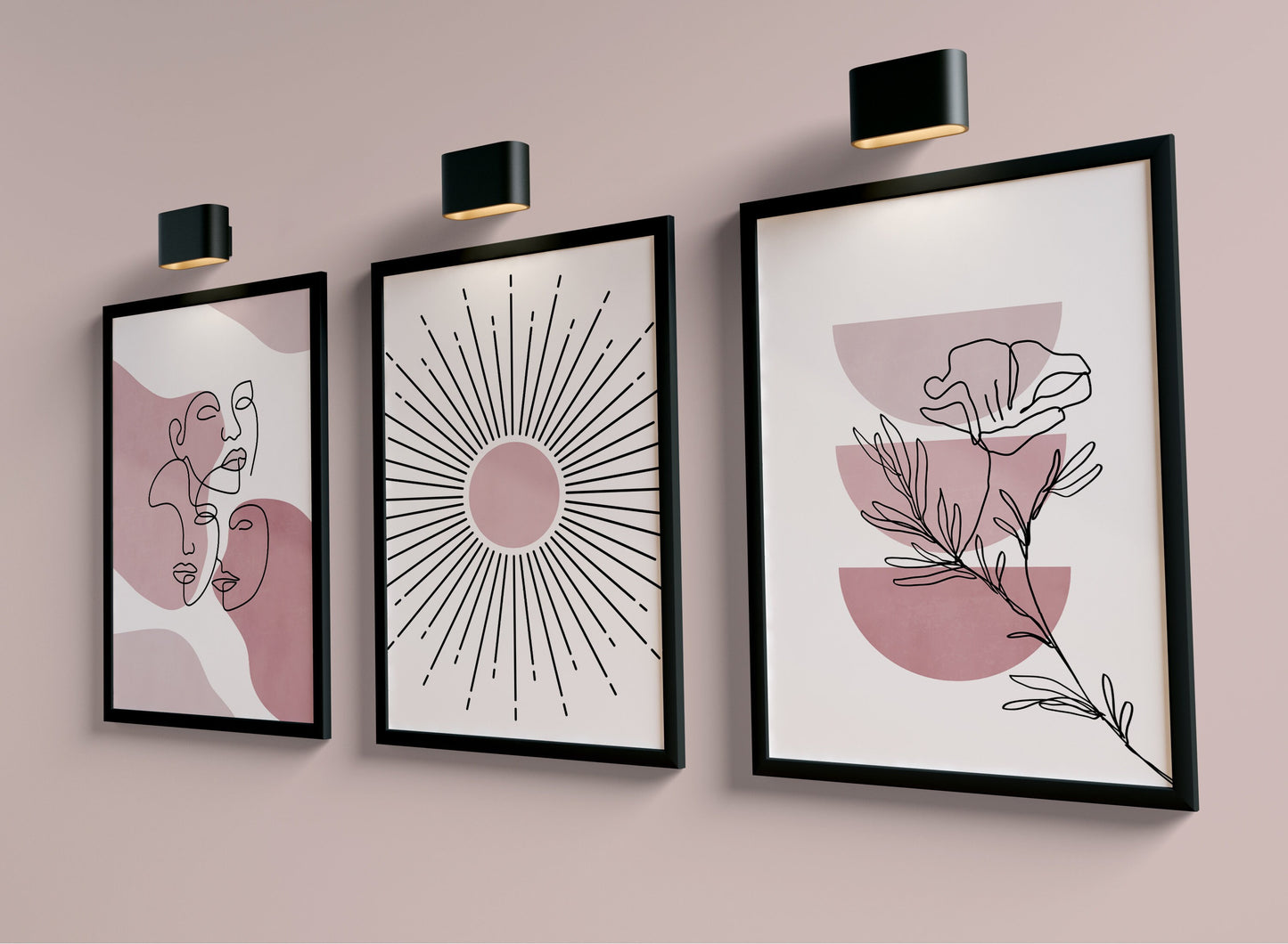 Set of 3 Pink Abstract Wall Art Prints
