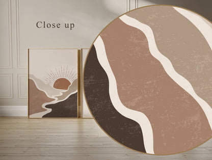 Set of 3 Brown Boho Wall Art Prints